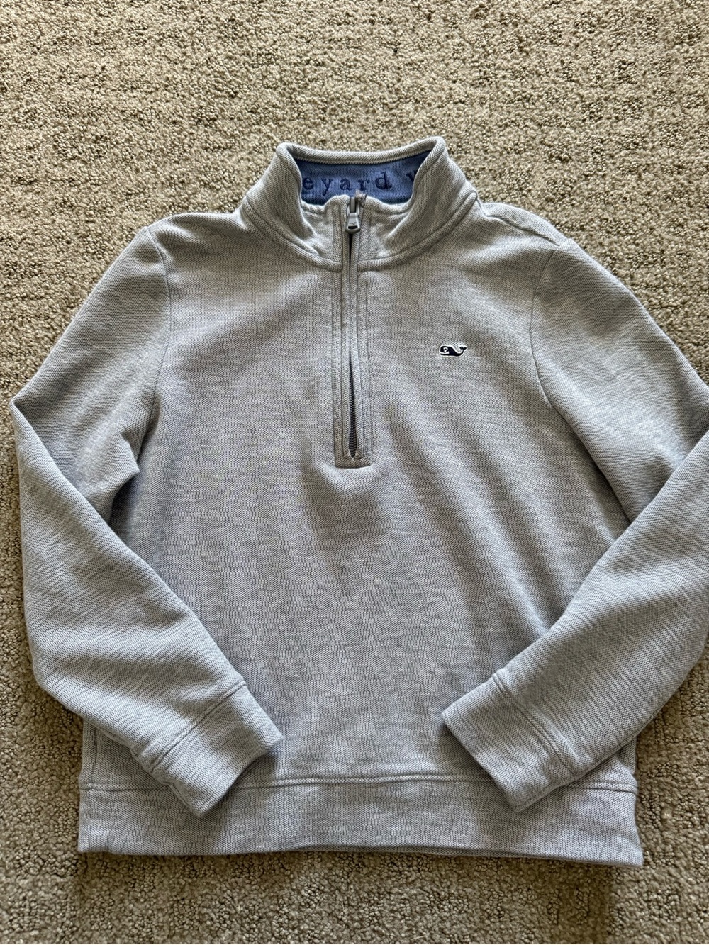 Vineyard Vines Kids Light Gray Quarter-Zip Pullover Sweater